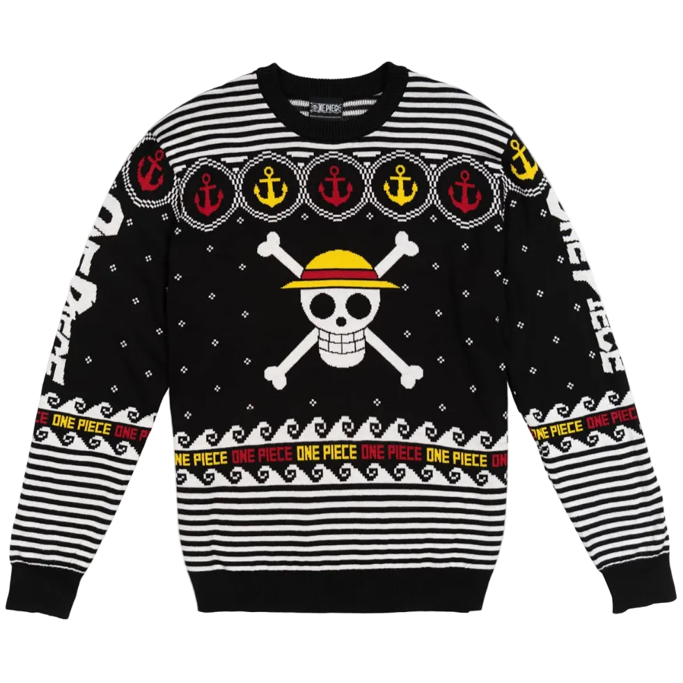 One Piece Straw Hat Pirates Jolly Roger & Logo Sweater