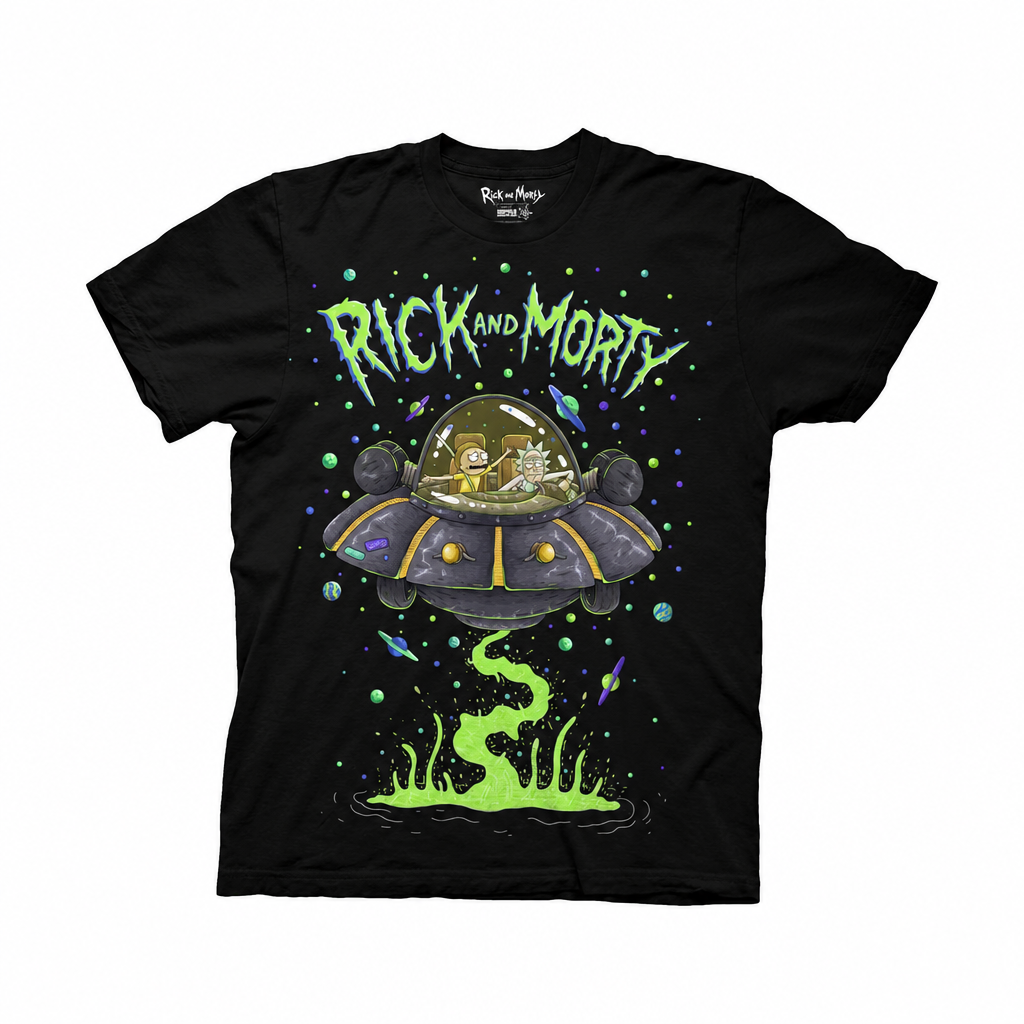 Rick and Morty Space Cruiser & Planets T-Shirt