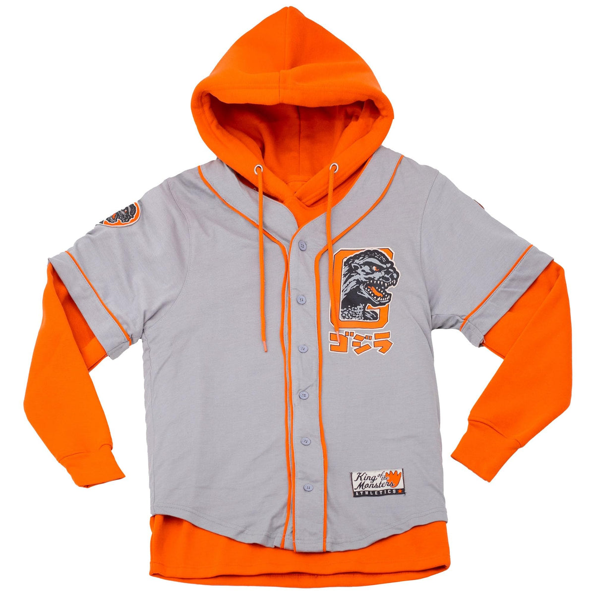 Godzilla King of Monsters Baseball Jersey Hoodie Twofer