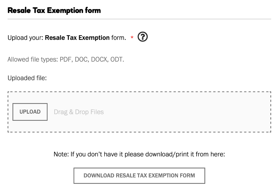 Example of uploaded resale certificates