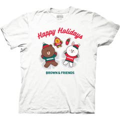 T-Shirts Line Friends Happy Holidays  Brown And Friends T-Shirt Line Friends Pop Culture