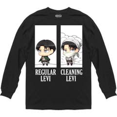 Long Sleeve Black Attack On Titan Regular/Cleaning Levi Chibi Long Sleeve T-Shirt Black SM Attack on Titan Anime